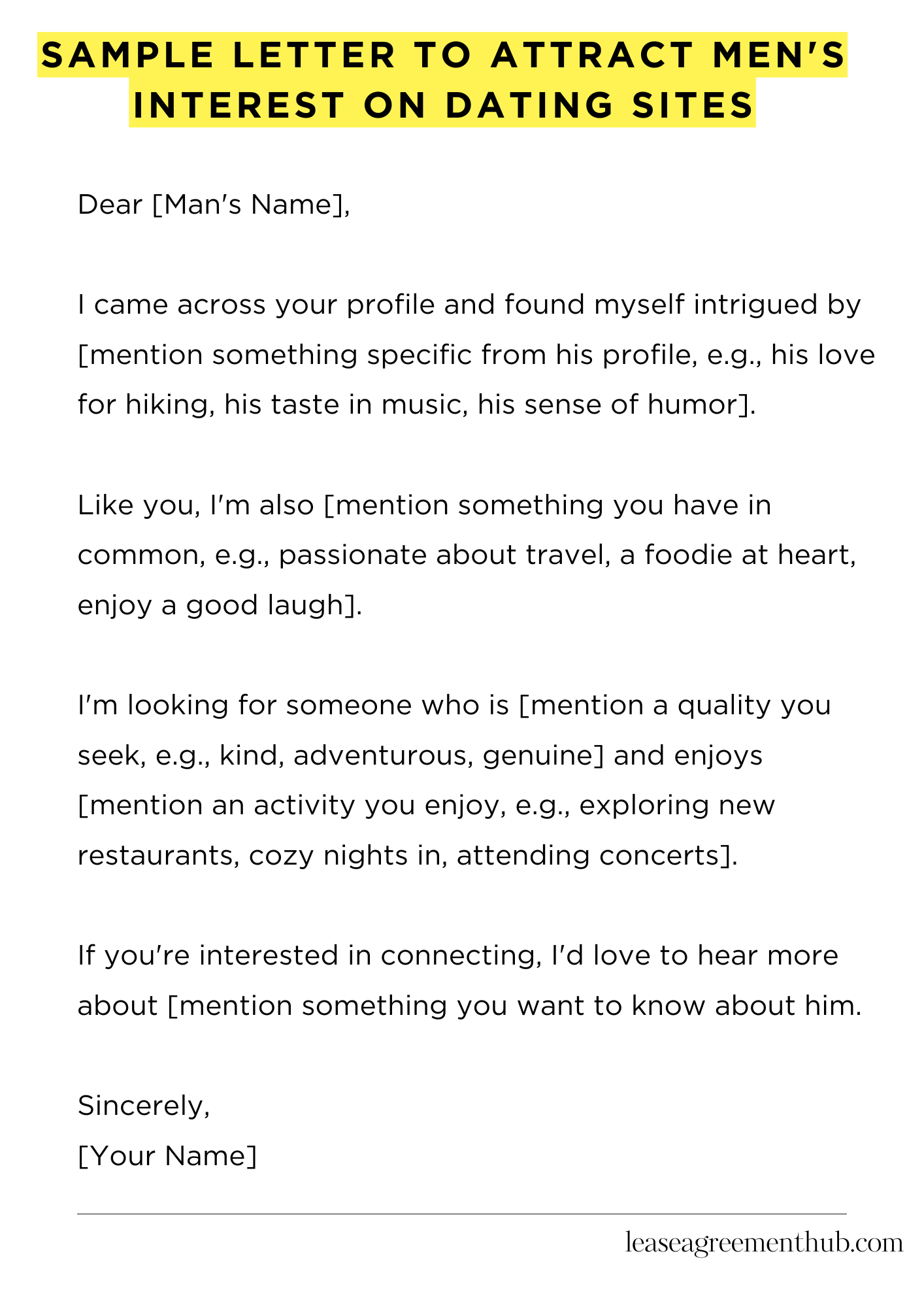 Sample Letter To Attract Men's Interest On Dating Sites