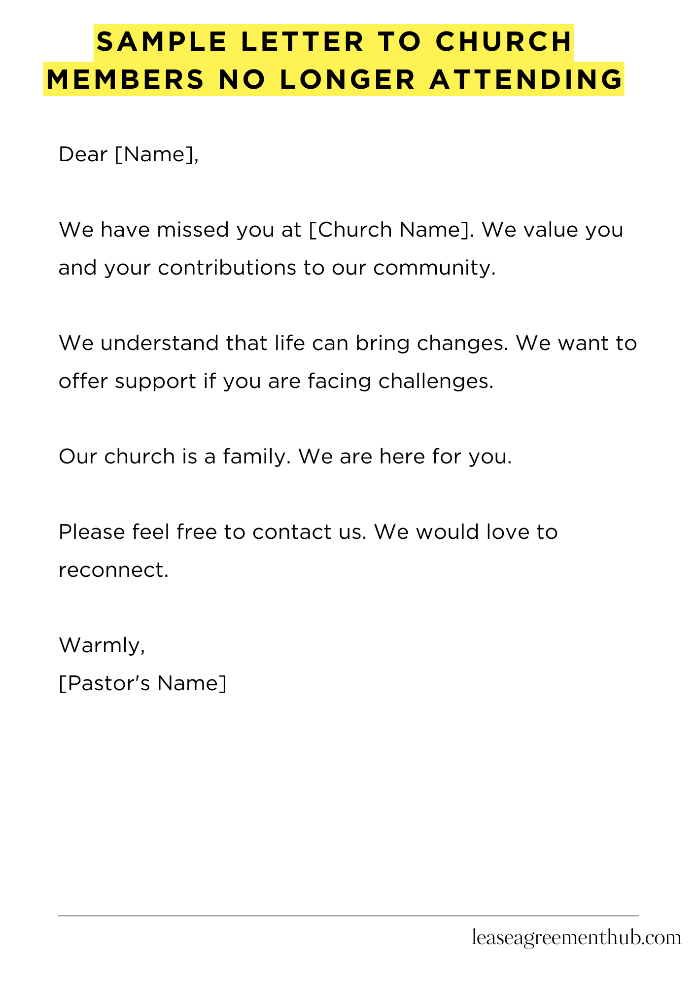 Sample Letter To Church Members No Longer Attending