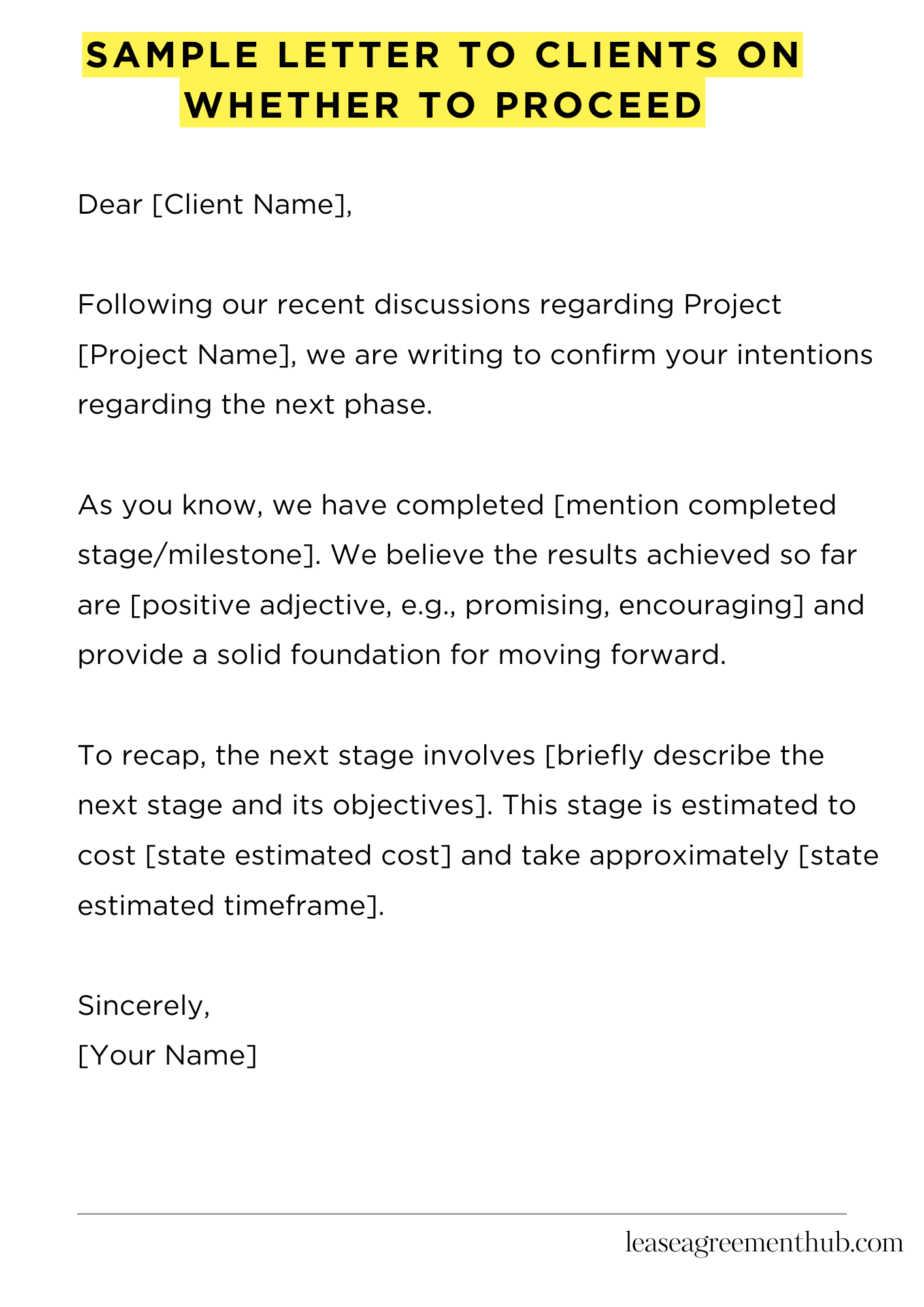 Sample Letter To Clients On Whether To Proceed