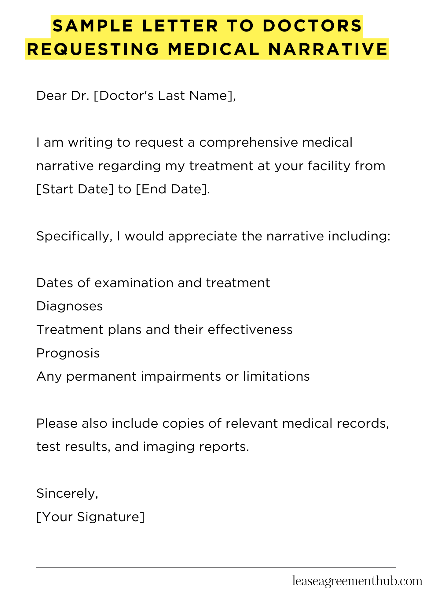 Sample Letter To Doctors Requesting Medical Narrative