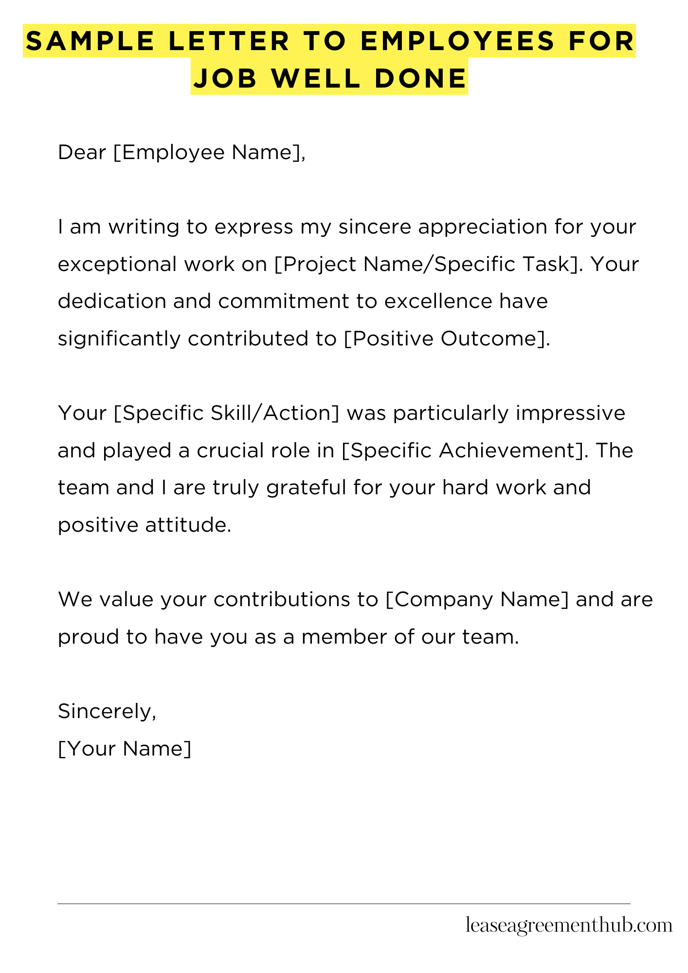 Sample Letter To Employees For Job Well Done