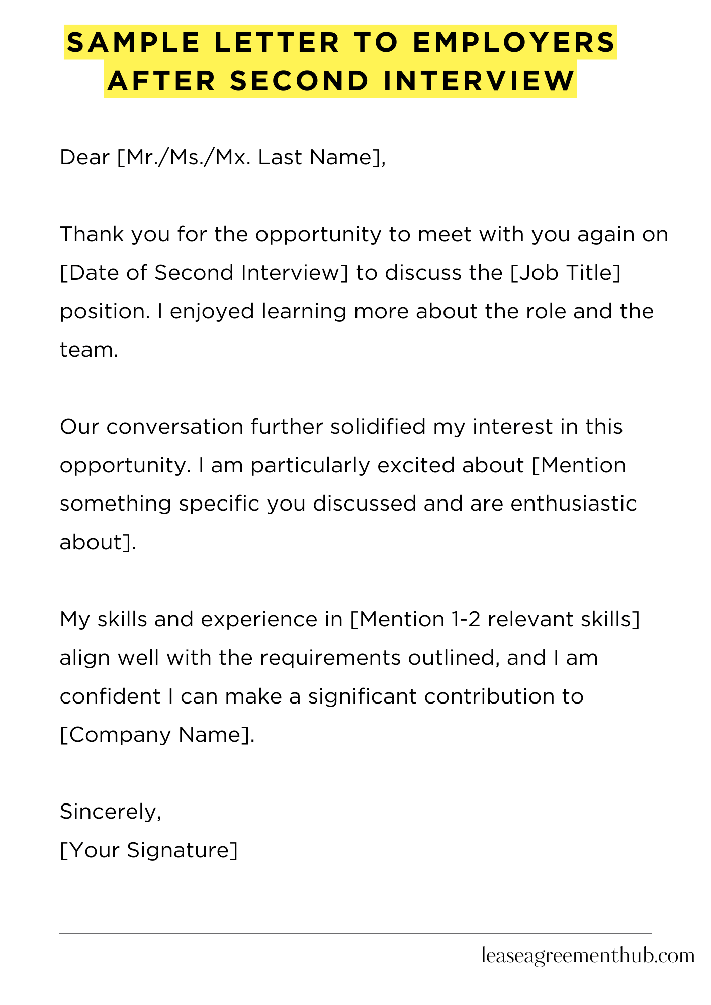 Sample Letter To Employers After Second Interview