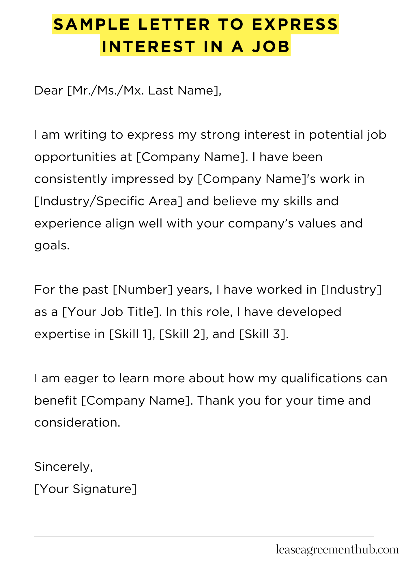 Sample Letter To Express Interest In A Job