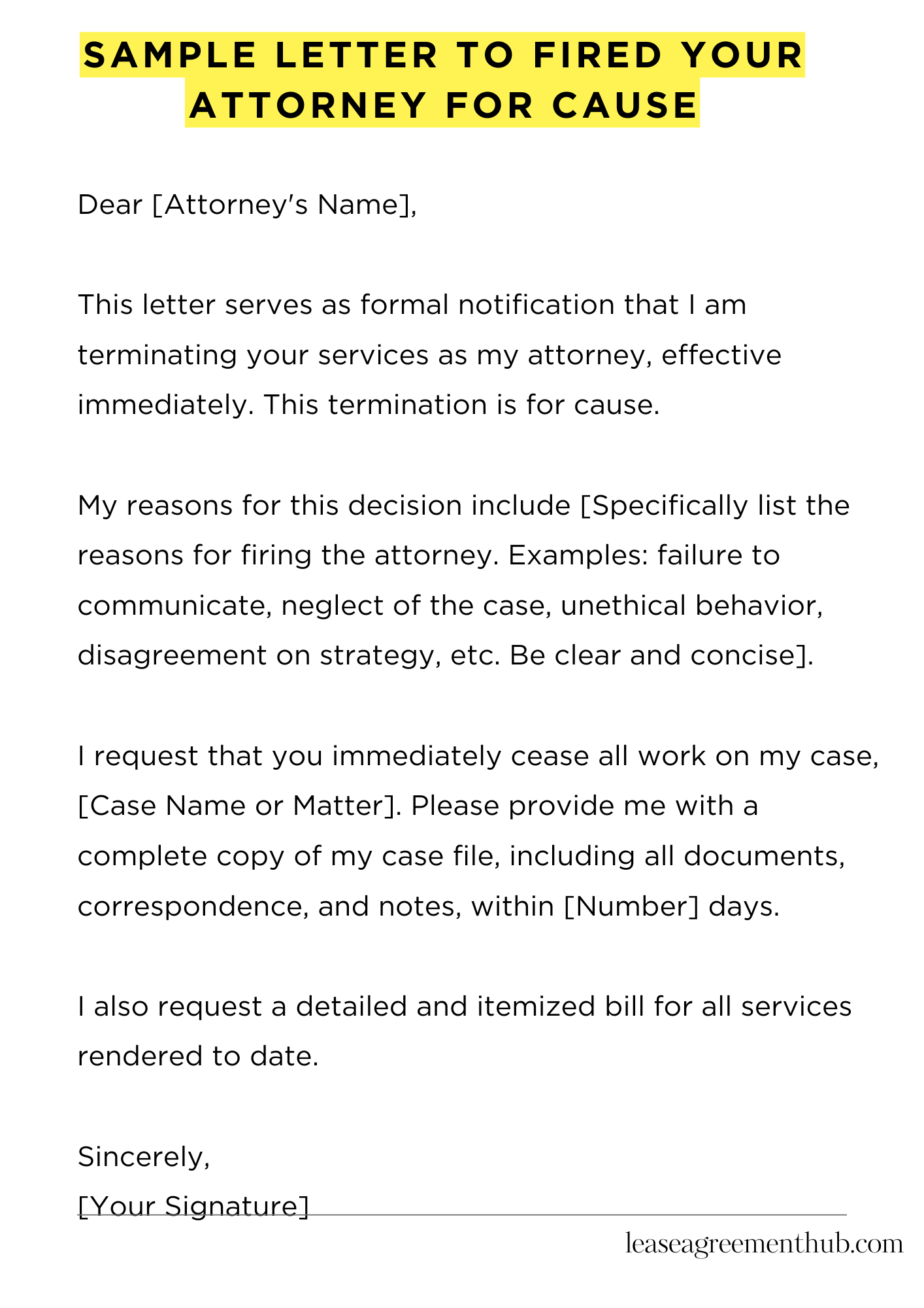 Sample Letter To Fired Your Attorney For Cause