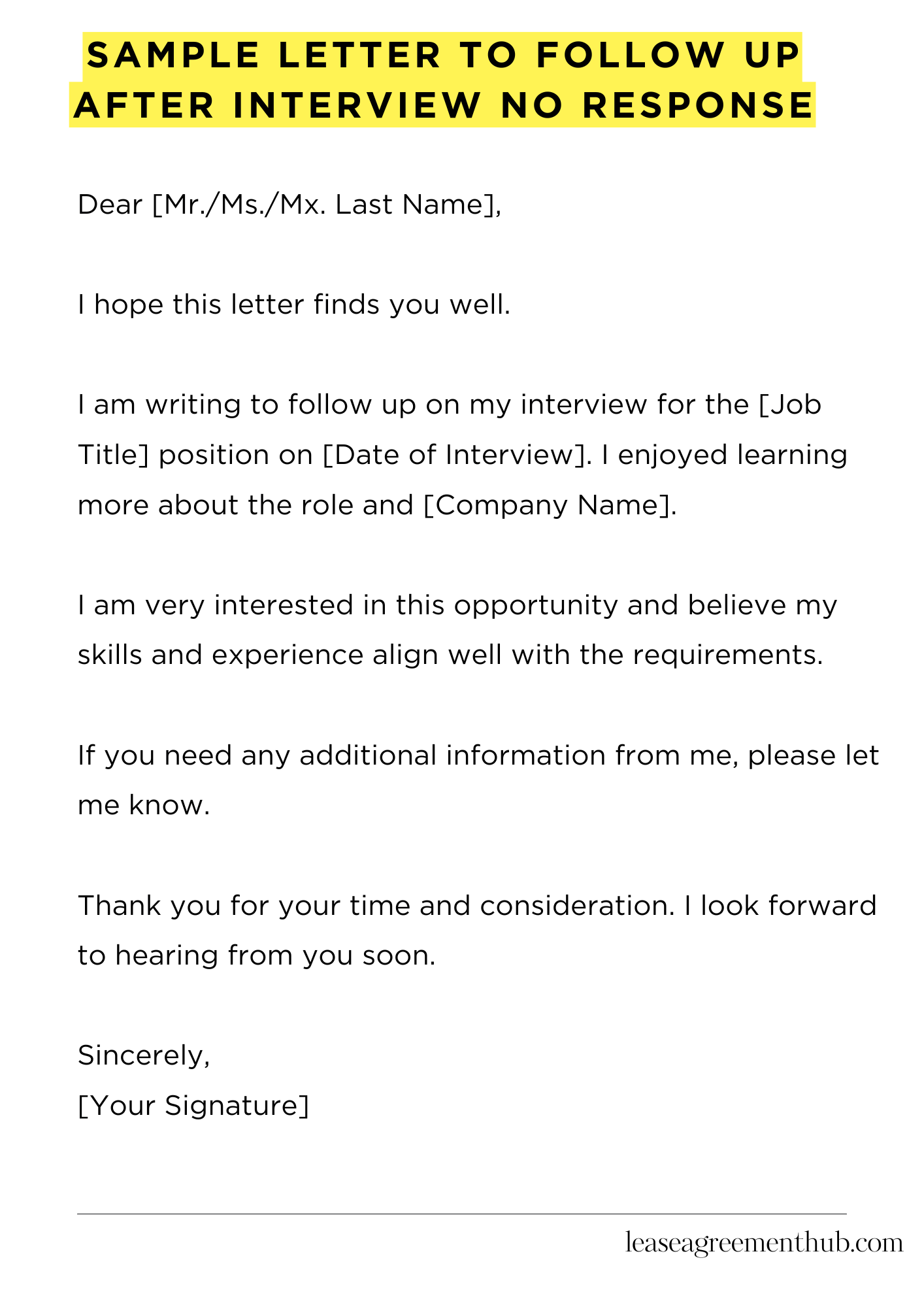 Sample Letter To Follow Up After Interview No Response