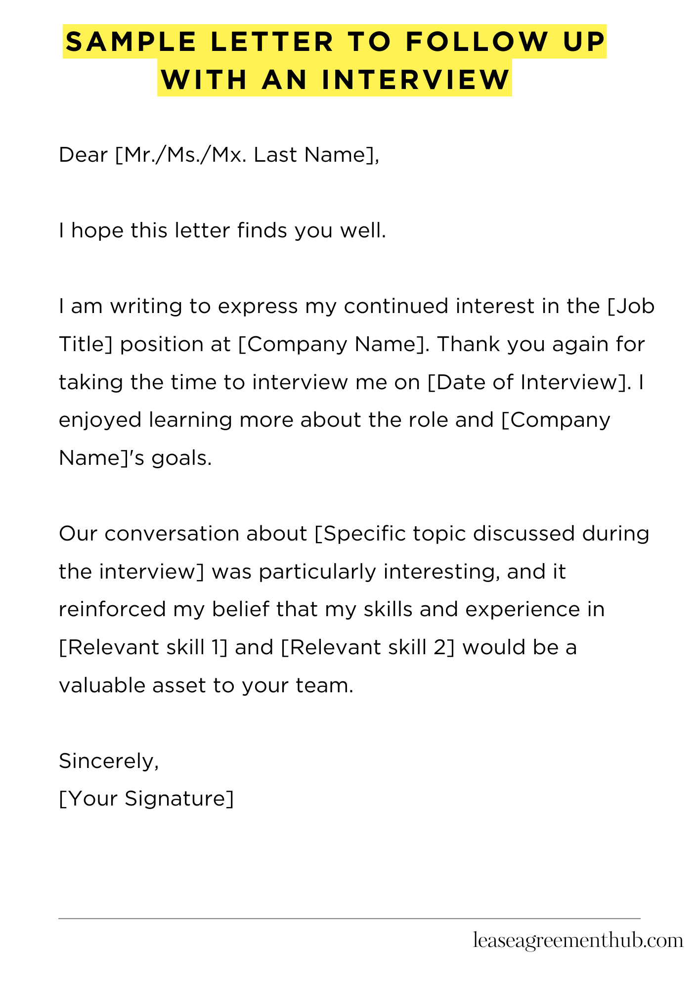 Sample Letter To Follow Up With An Interview