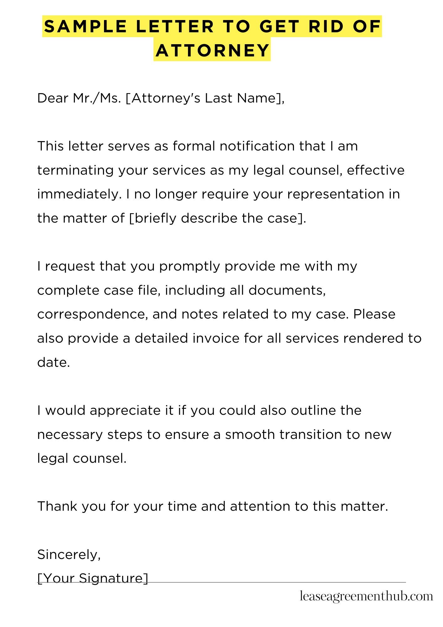 Sample Letter To Get Rid Of Attorney