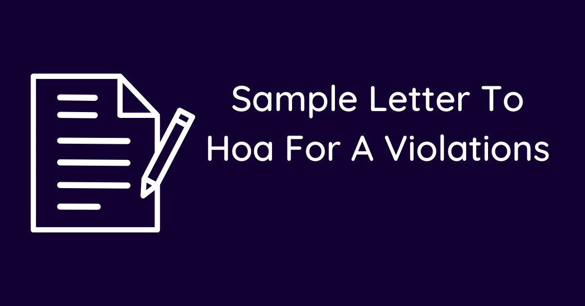 Sample Letter To Hoa For A Violations