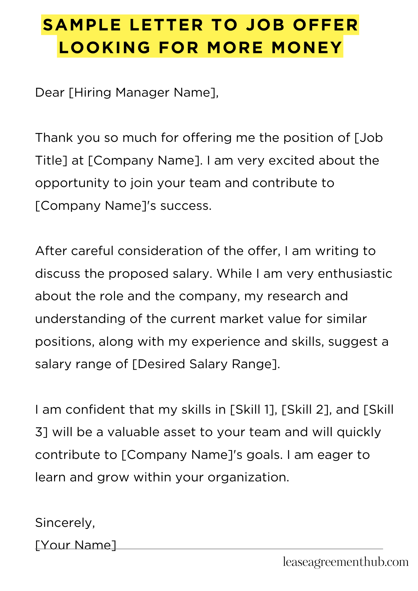 Sample Letter To Job Offer Looking For More Money