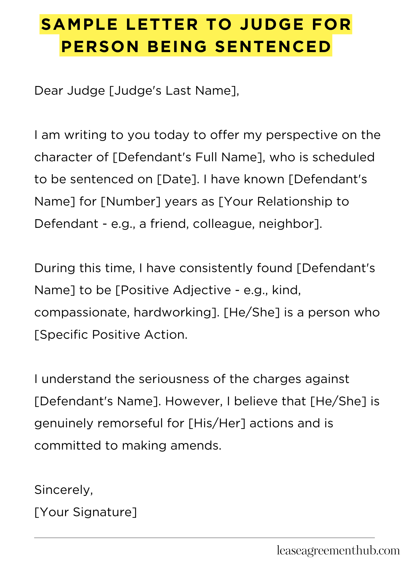 Sample Letter To Judge For Person Being Sentenced