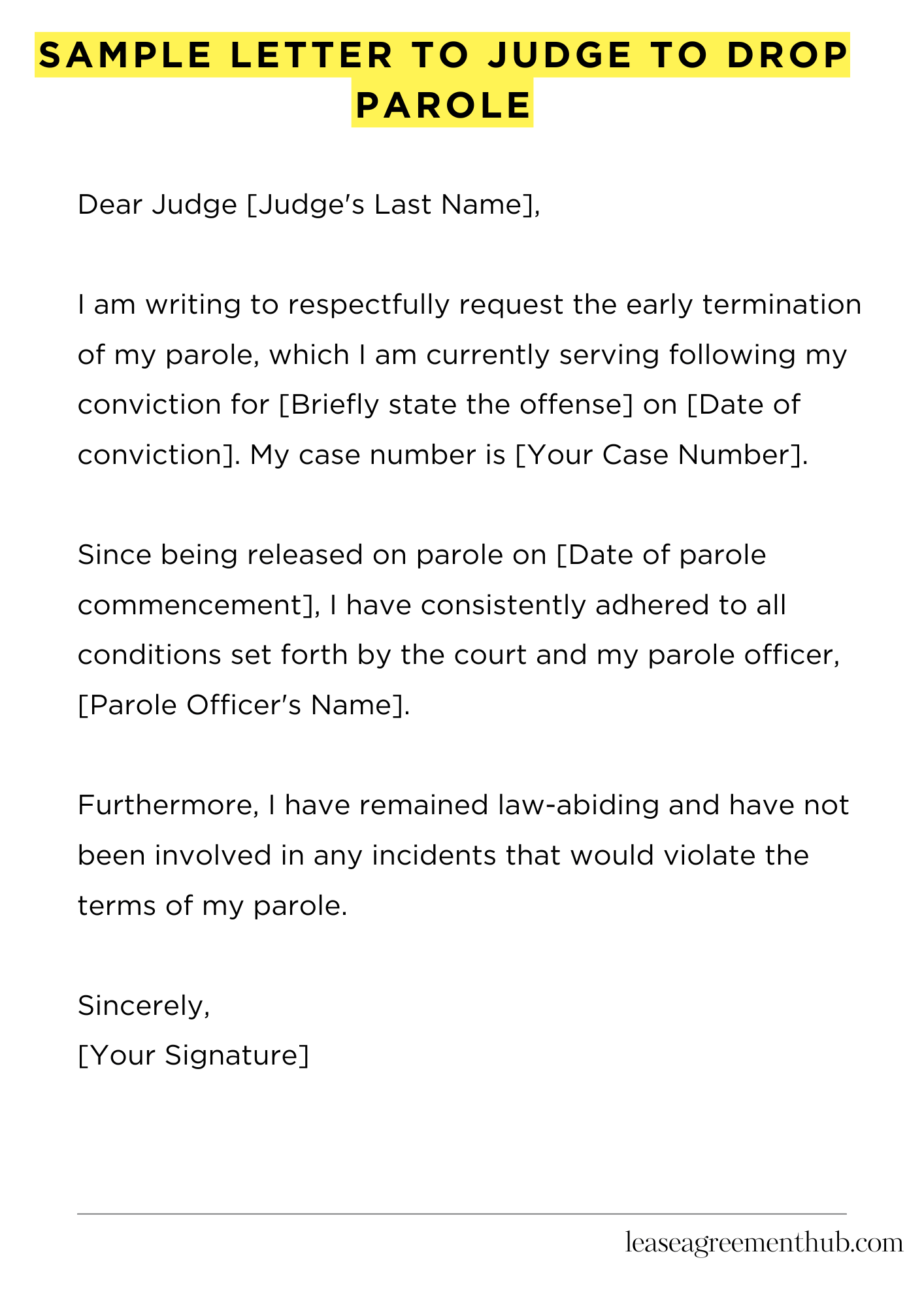 Sample Letter To Judge To Drop Parole