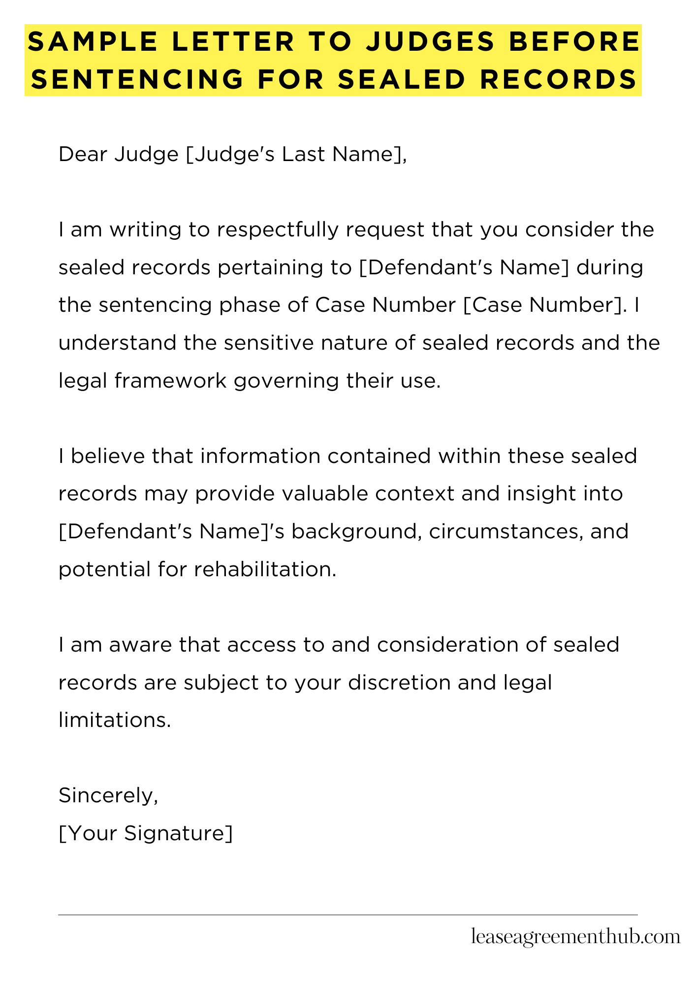Sample Letter To Judges Before Sentencing For Sealed Records