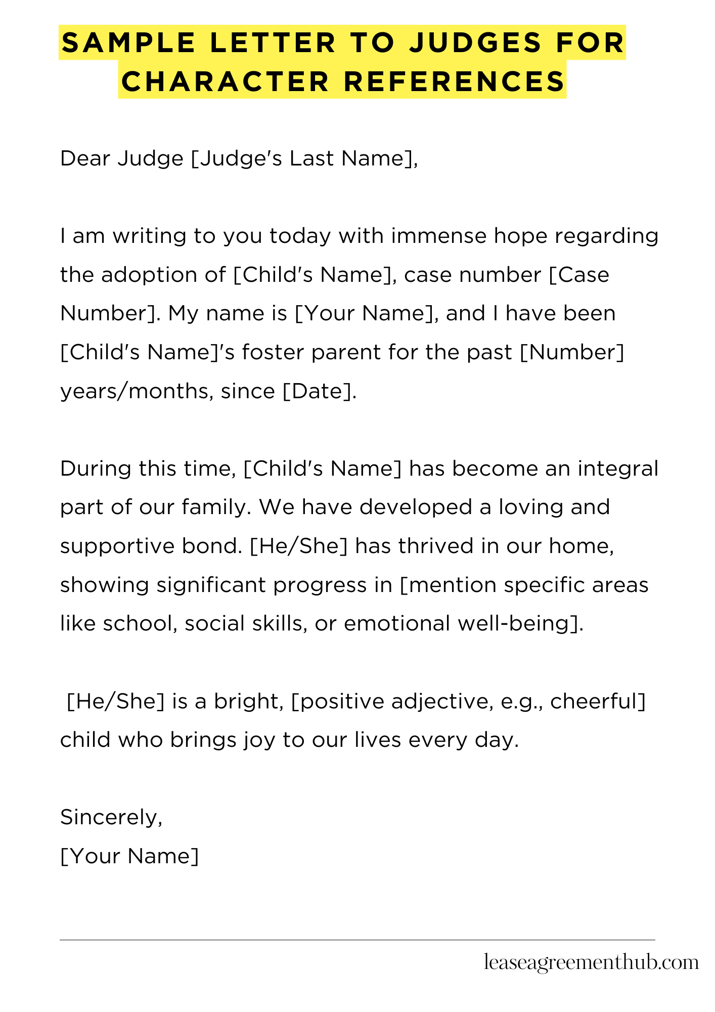 Sample Letter To Judges For Character References
