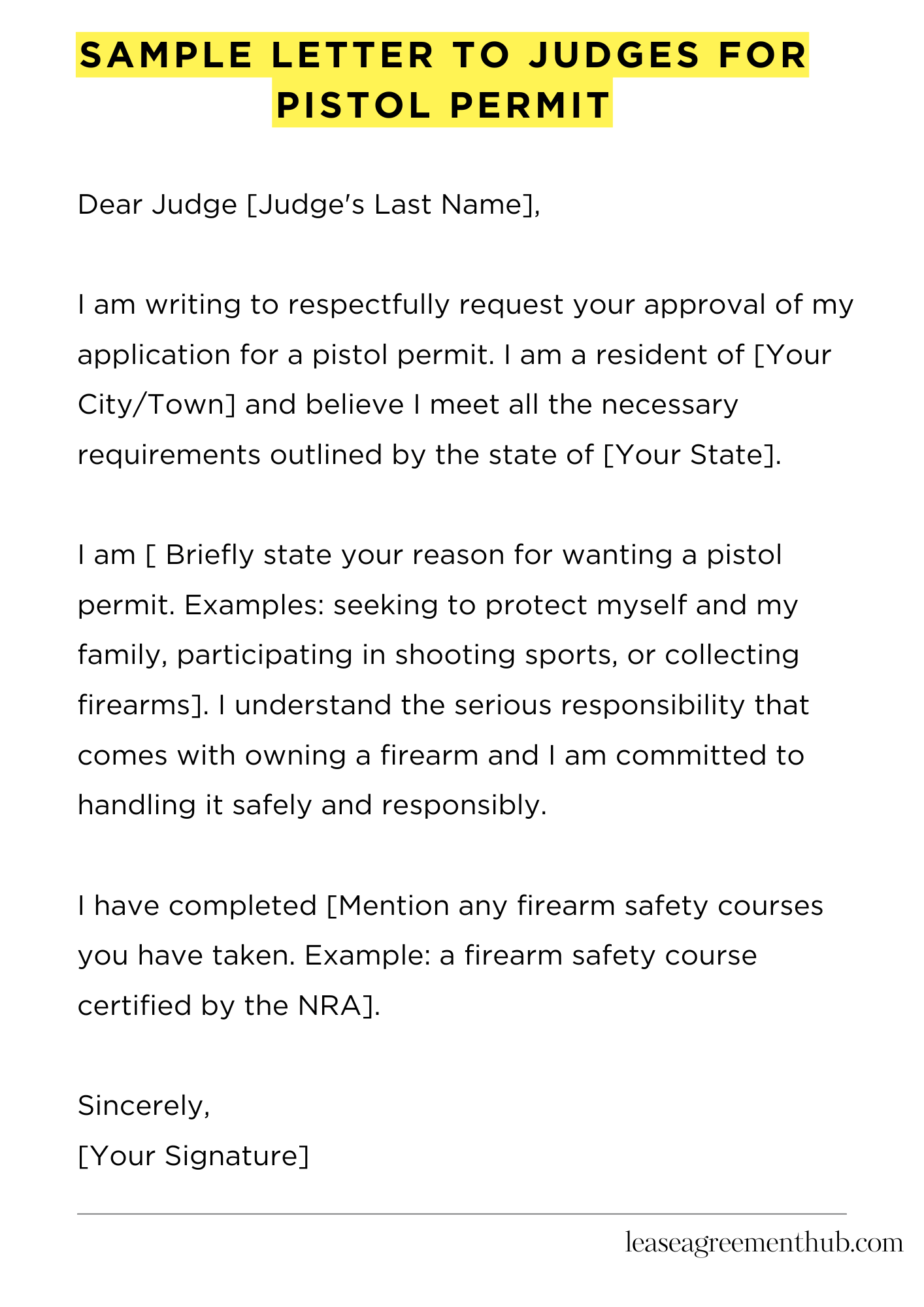 Sample Letter To Judges For Pistol Permit