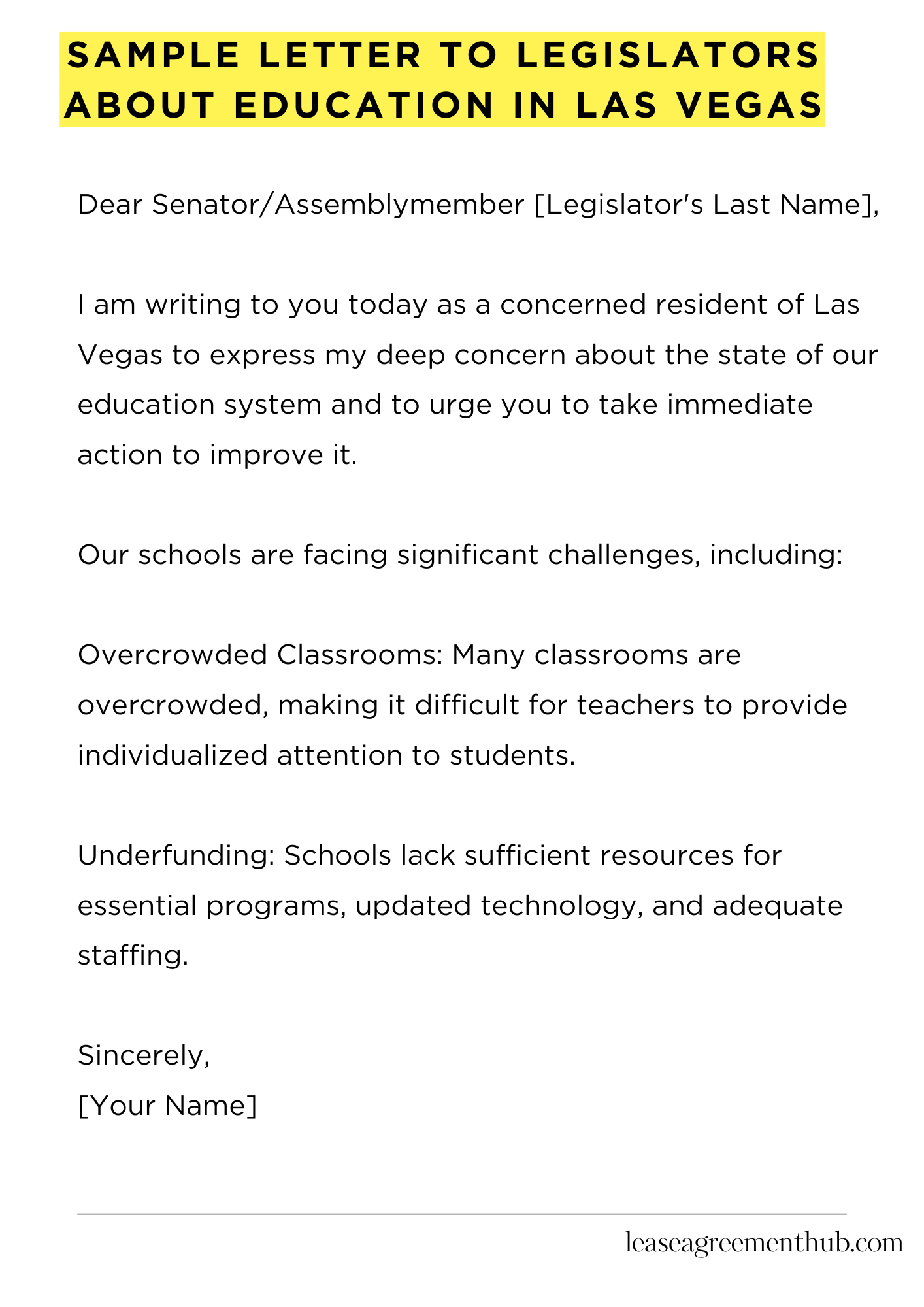 Sample Letter To Legislators About Education In Las Vegas