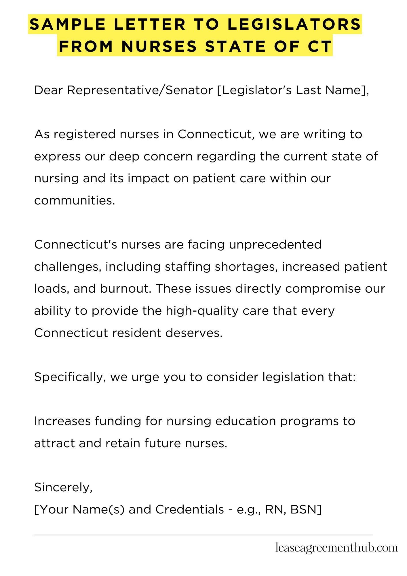Sample Letter To Legislators From Nurses State Of Ct