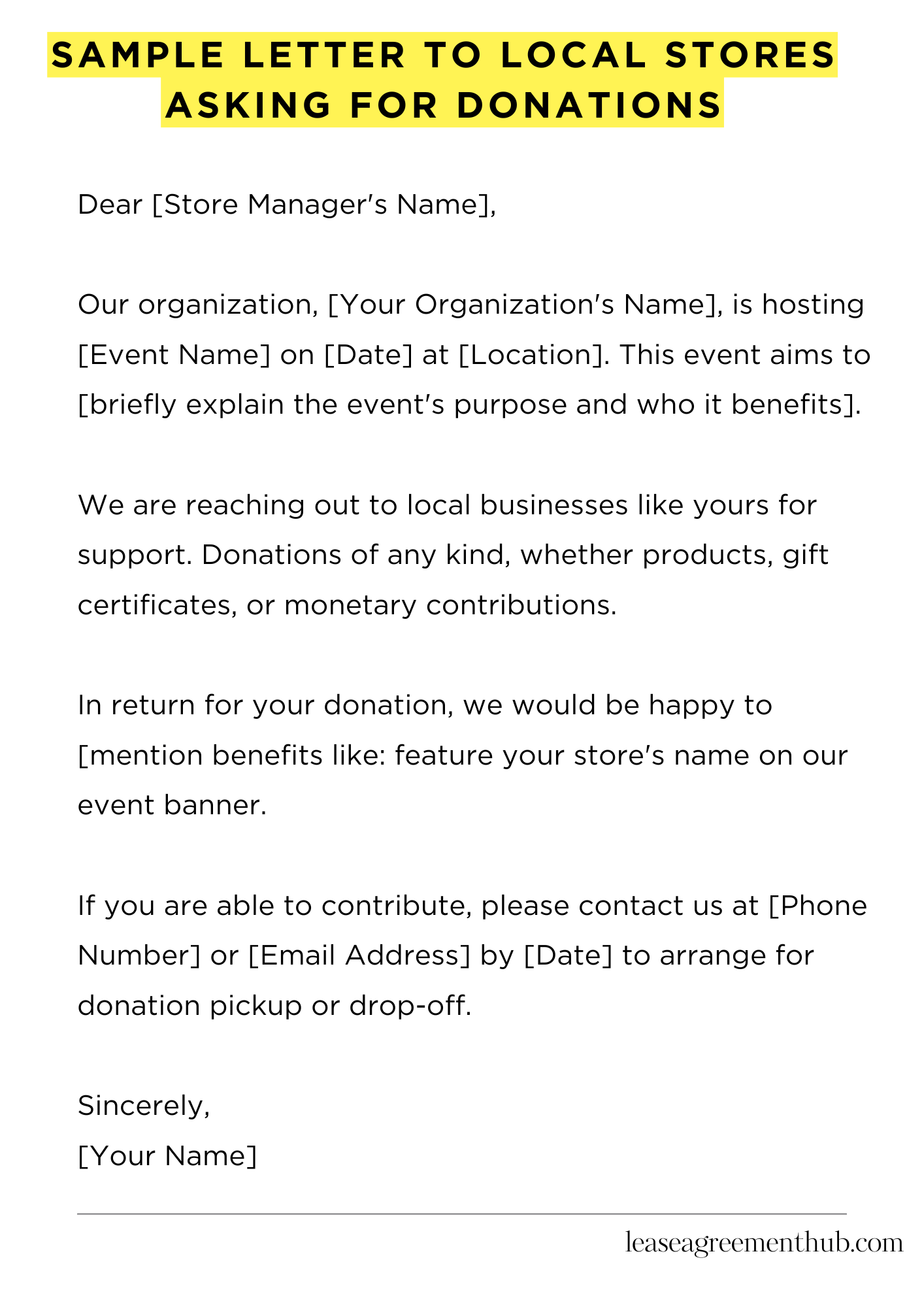Sample Letter To Local Stores Asking For Donations