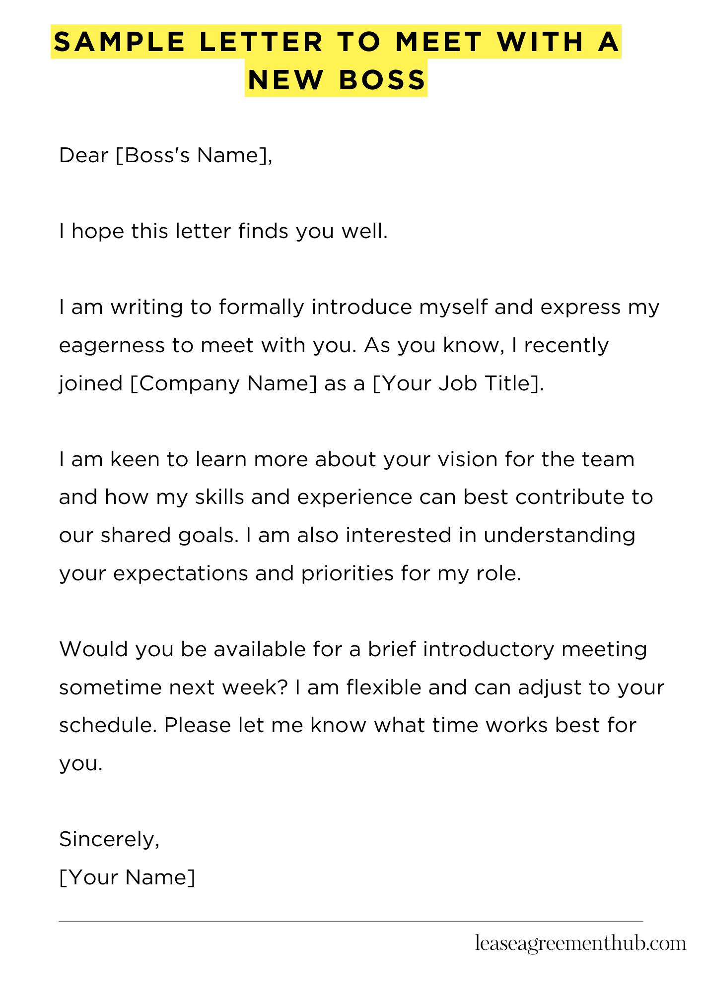 Sample Letter To Meet With A New Boss