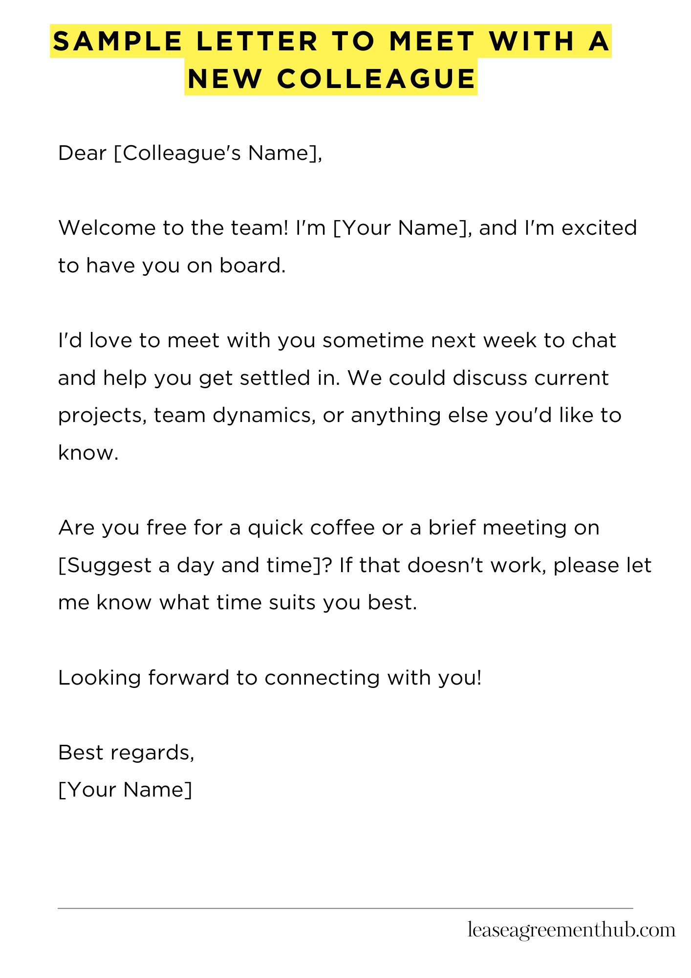 Sample Letter To Meet With A New Colleague