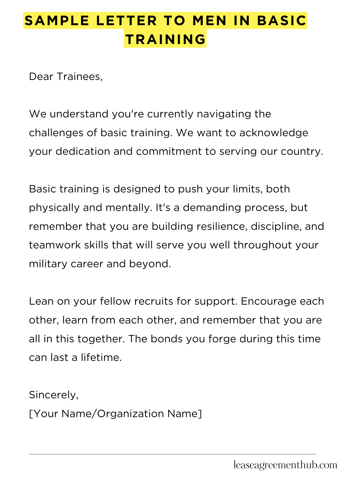 Sample Letter To Men In Basic Training