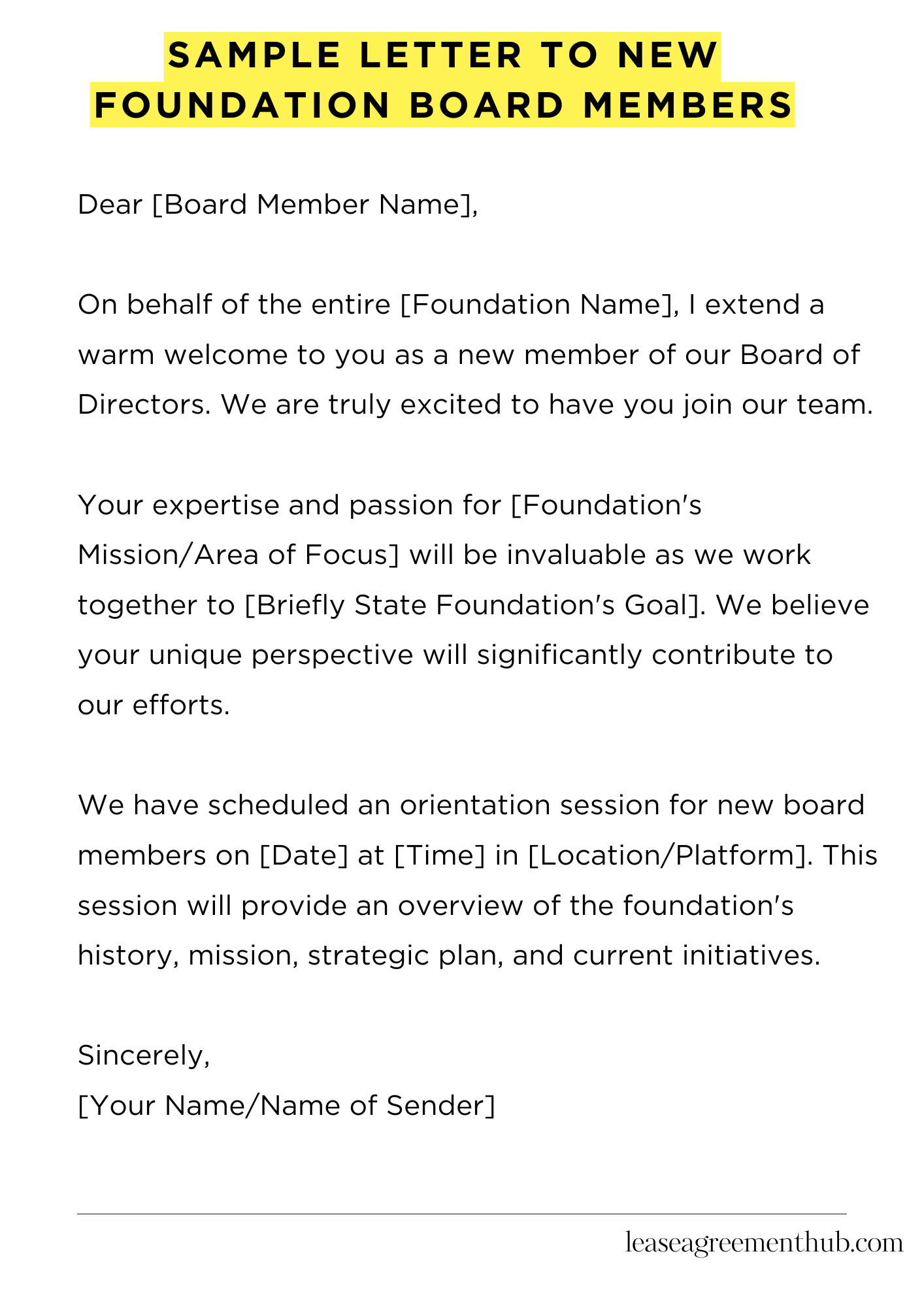 Sample Letter To New Foundation Board Members