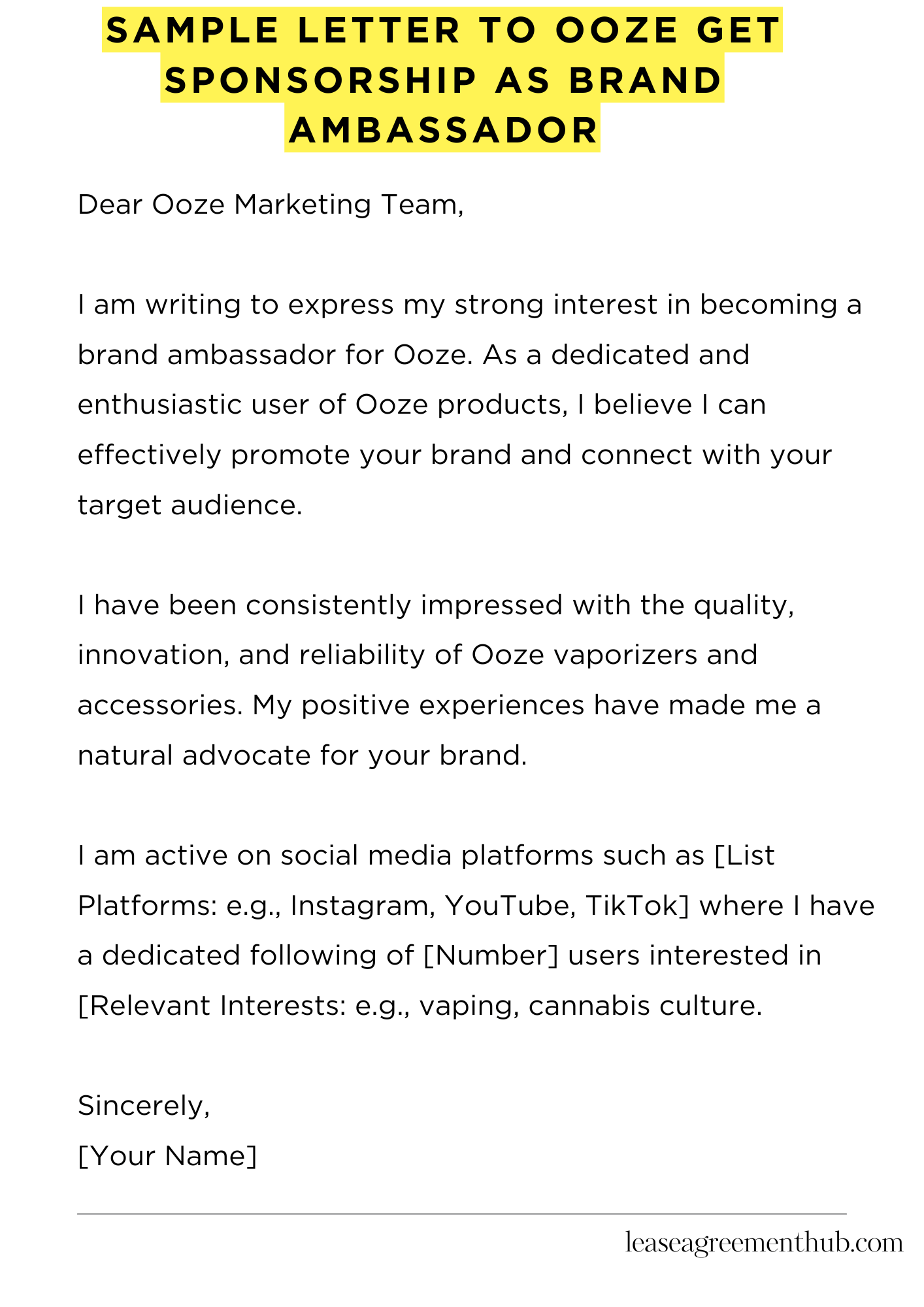 Sample Letter To Ooze Get Sponsorship As Brand Ambassador