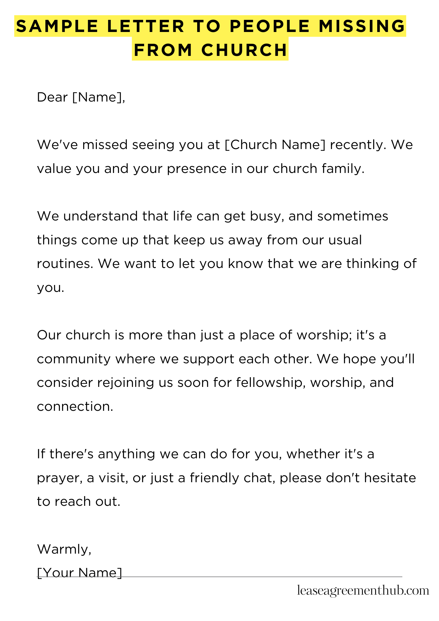 Sample Letter To People Missing From Church