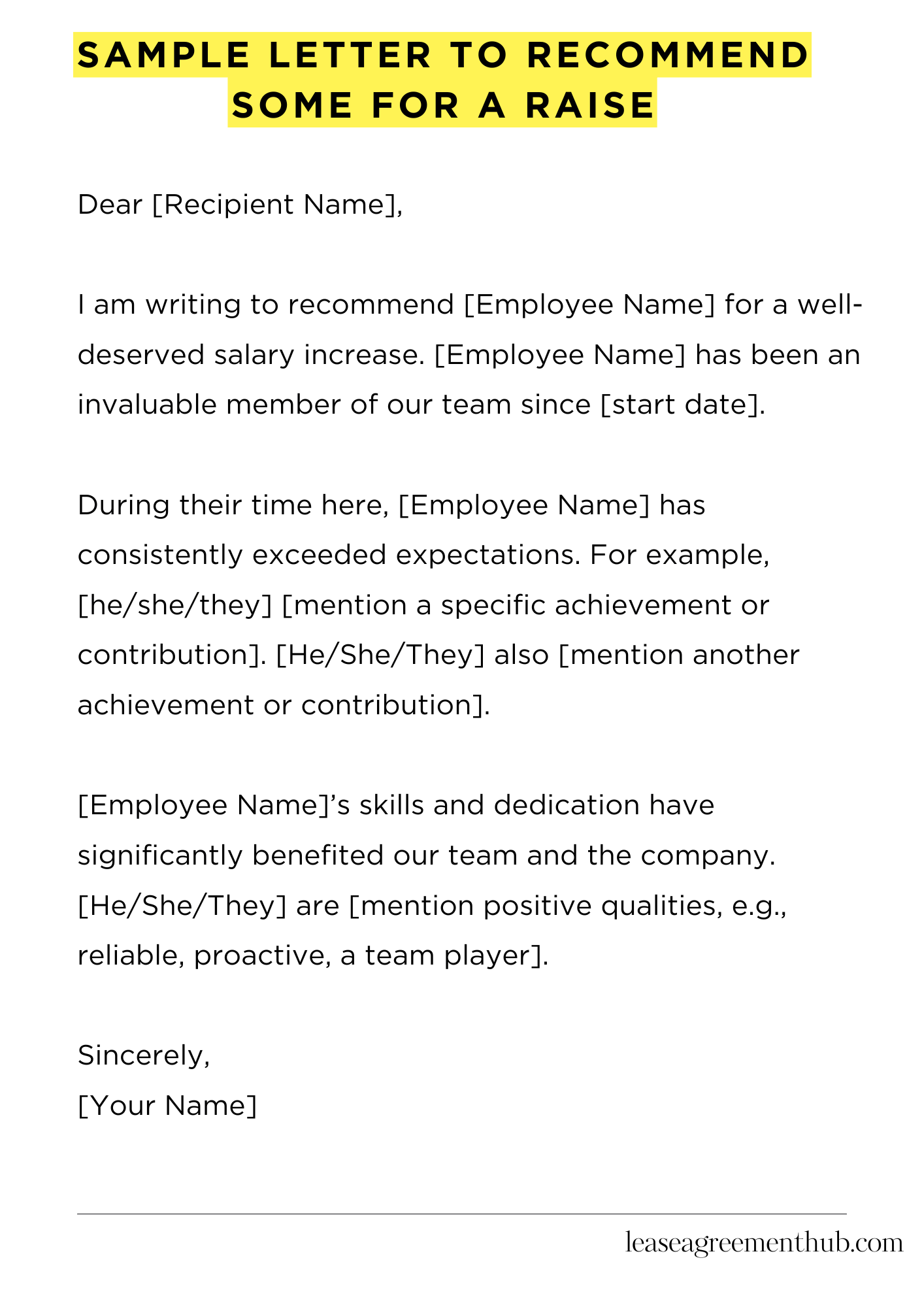 Sample Letter To Recommend Some For A Raise