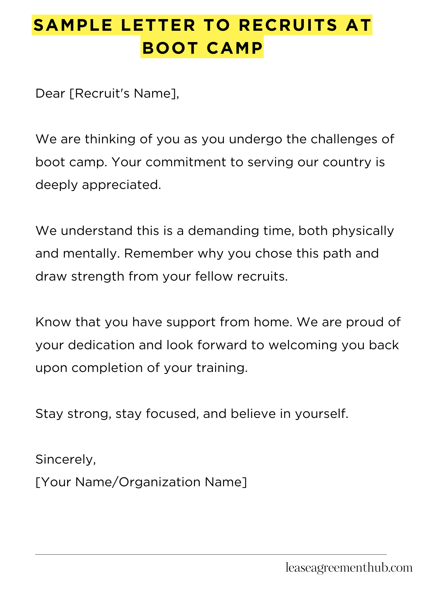 Sample Letter To Recruits At Boot Camp