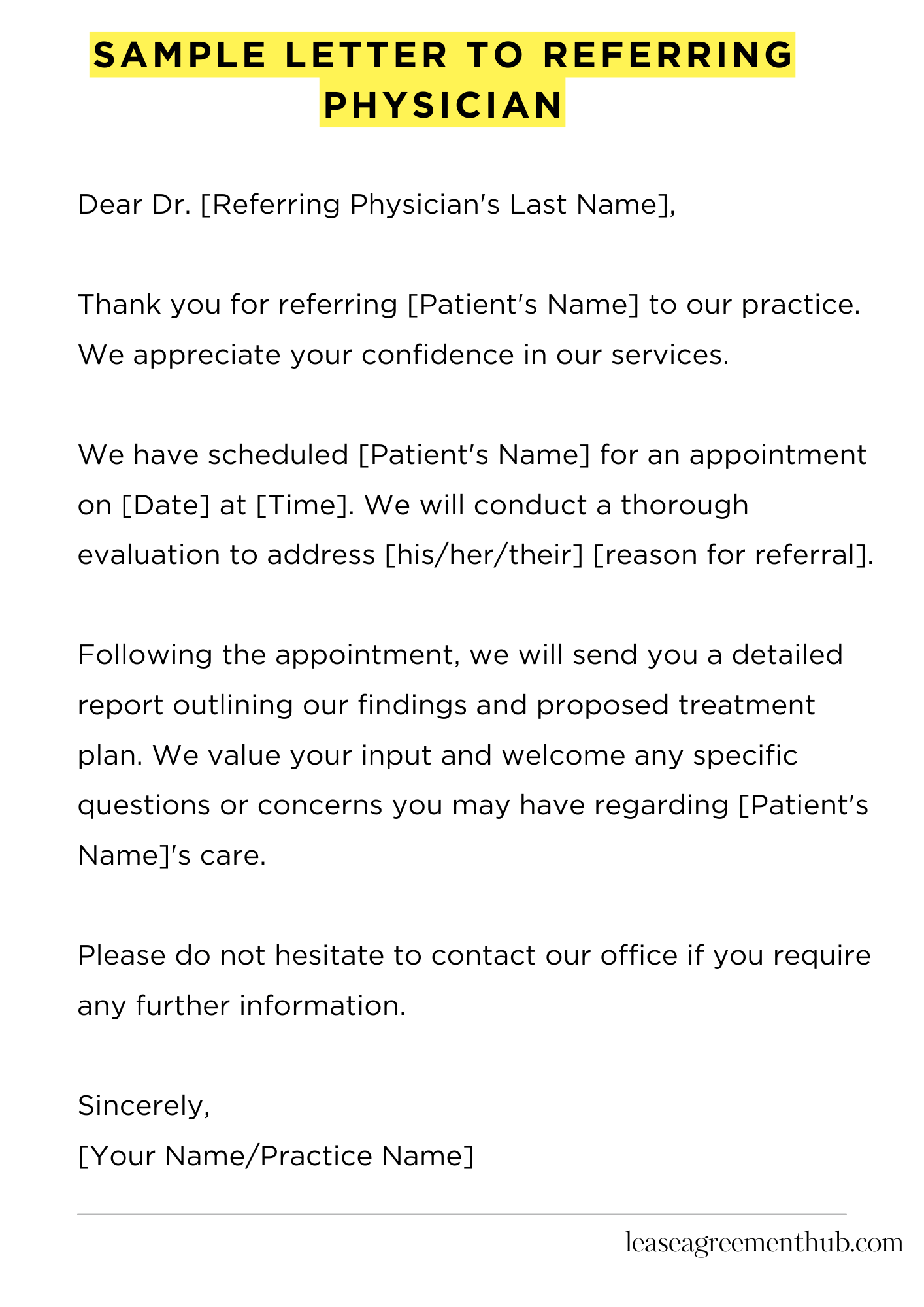 Sample Letter To Referring Physician
