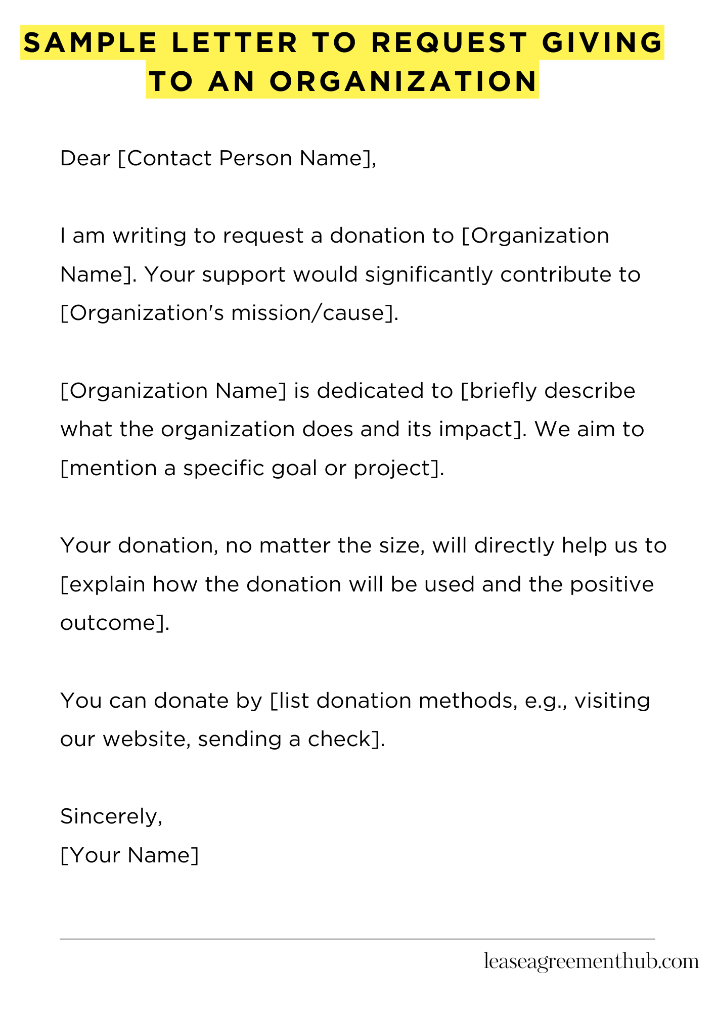 Sample Letter To Request Giving To An Organization