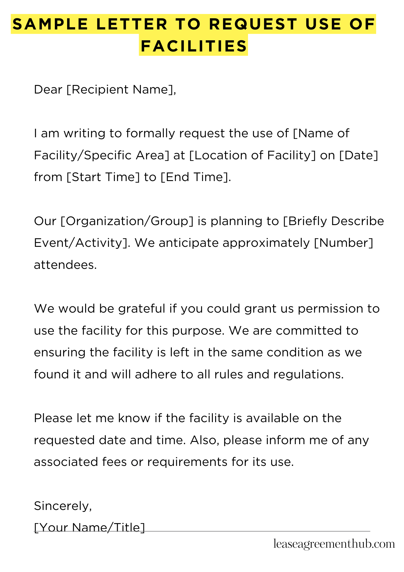 Sample Letter To Request Use Of Facilities