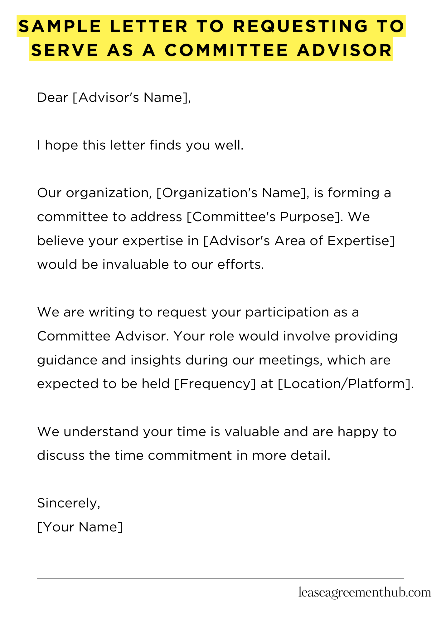 Sample Letter To Requesting To Serve As A Committee Advisor