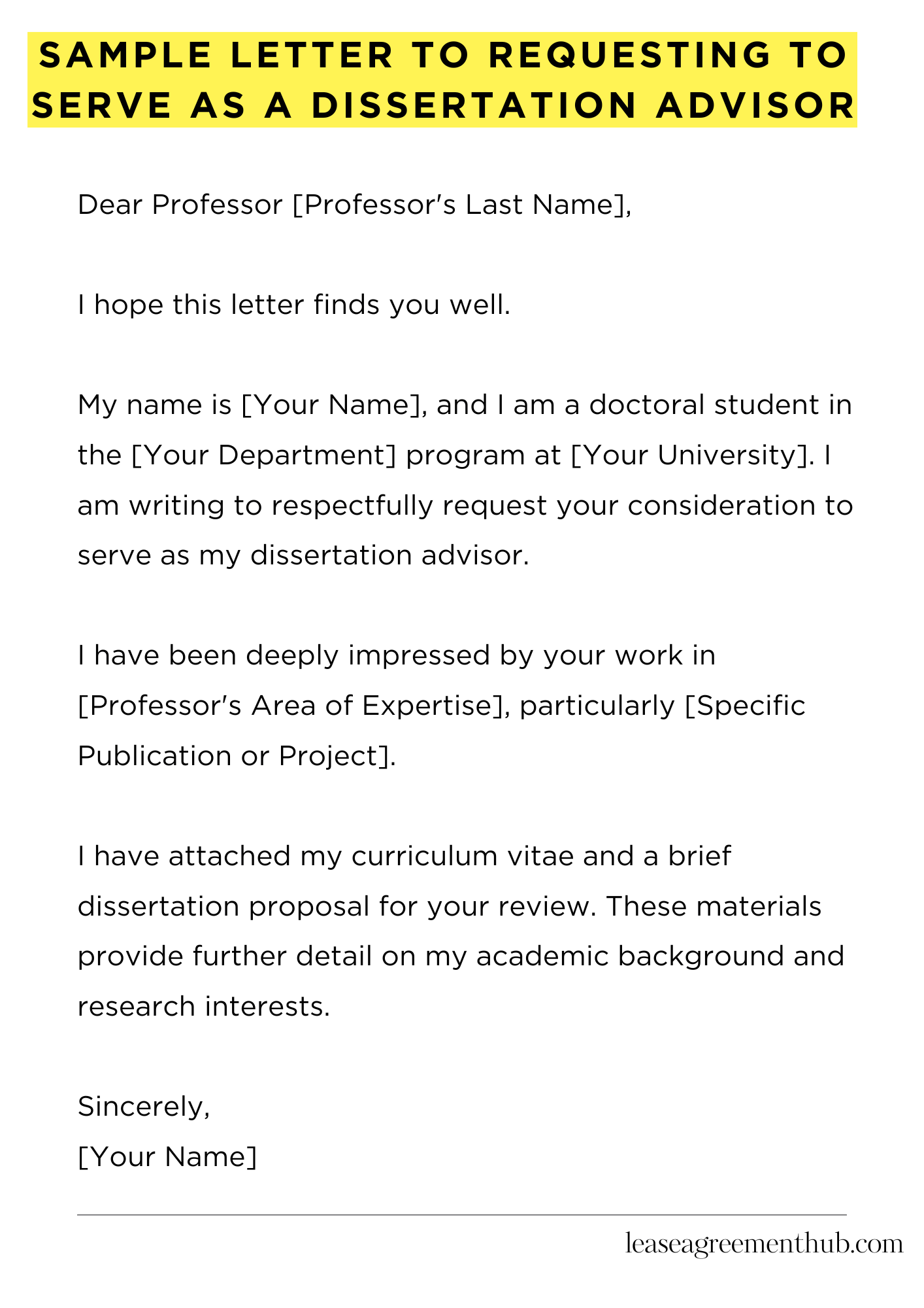 Sample Letter To Requesting To Serve As A Dissertation Advisor
