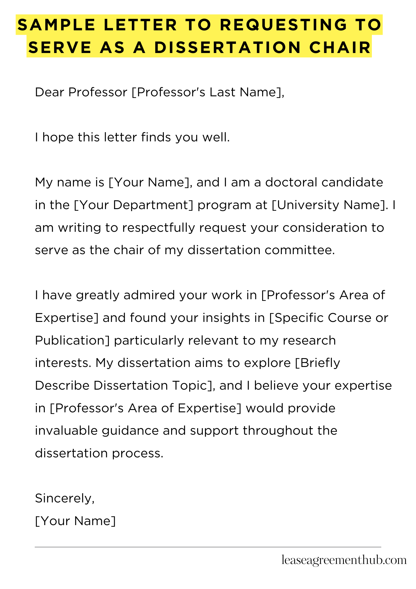Sample Letter To Requesting To Serve As A Dissertation Chair