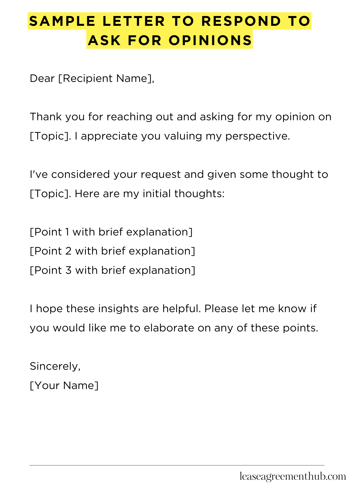 Sample Letter To Respond To Ask For Opinions