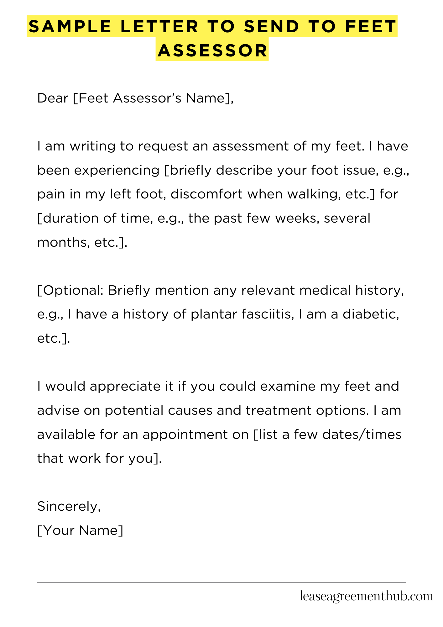 Sample Letter To Send To Feet Assessor