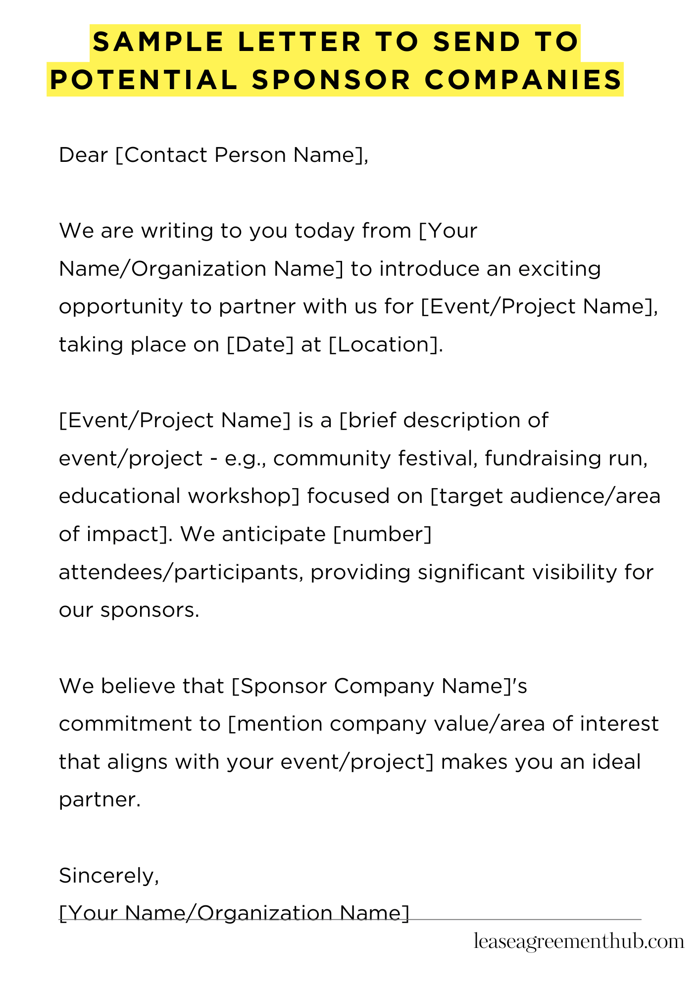 Sample Letter To Send To Potential Sponsor Companies