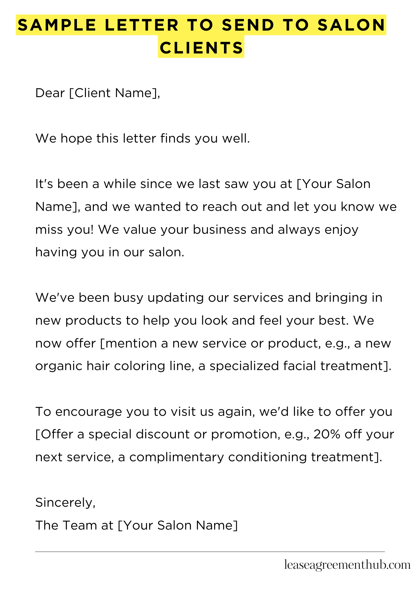 Sample Letter To Send To Salon Clients