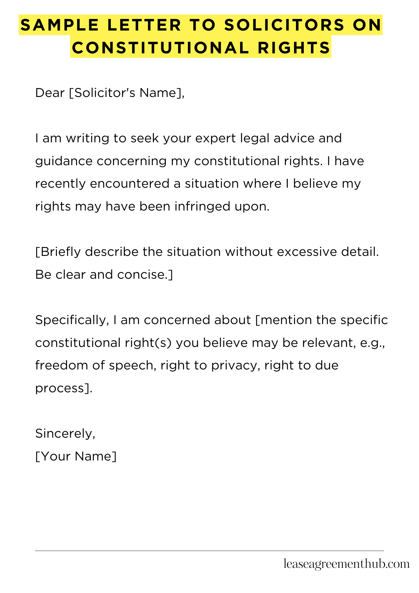 Sample Letter To Solicitors On Constitutional Rights