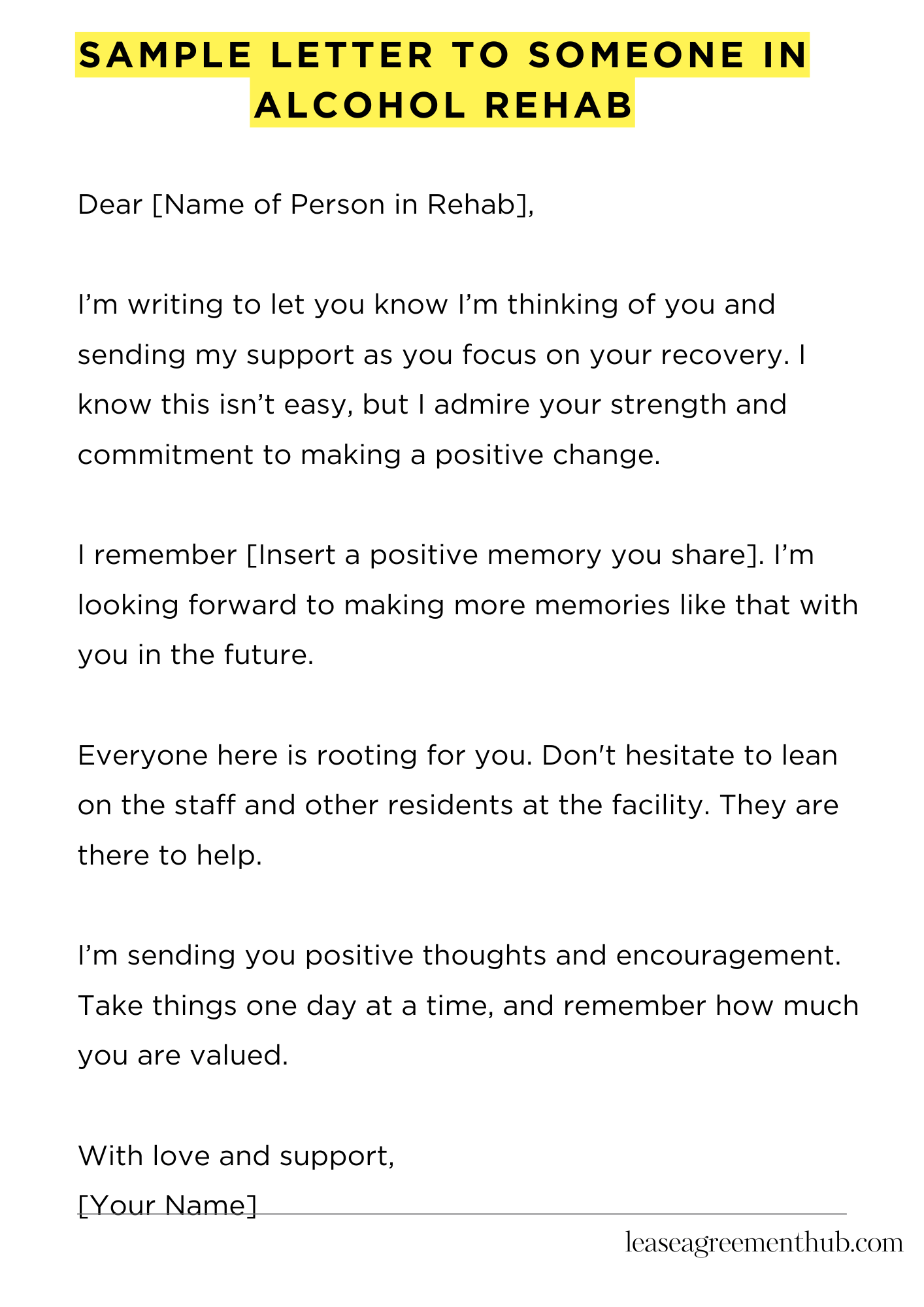 Sample Letter To Someone In Alcohol Rehab