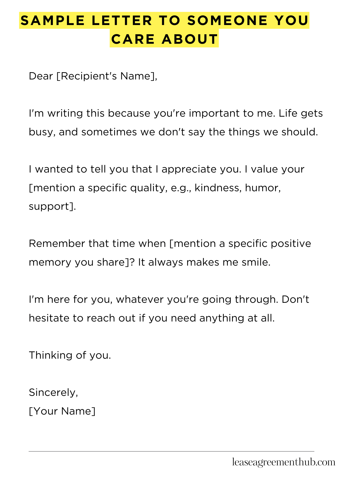 Sample Letter To Someone You Care About