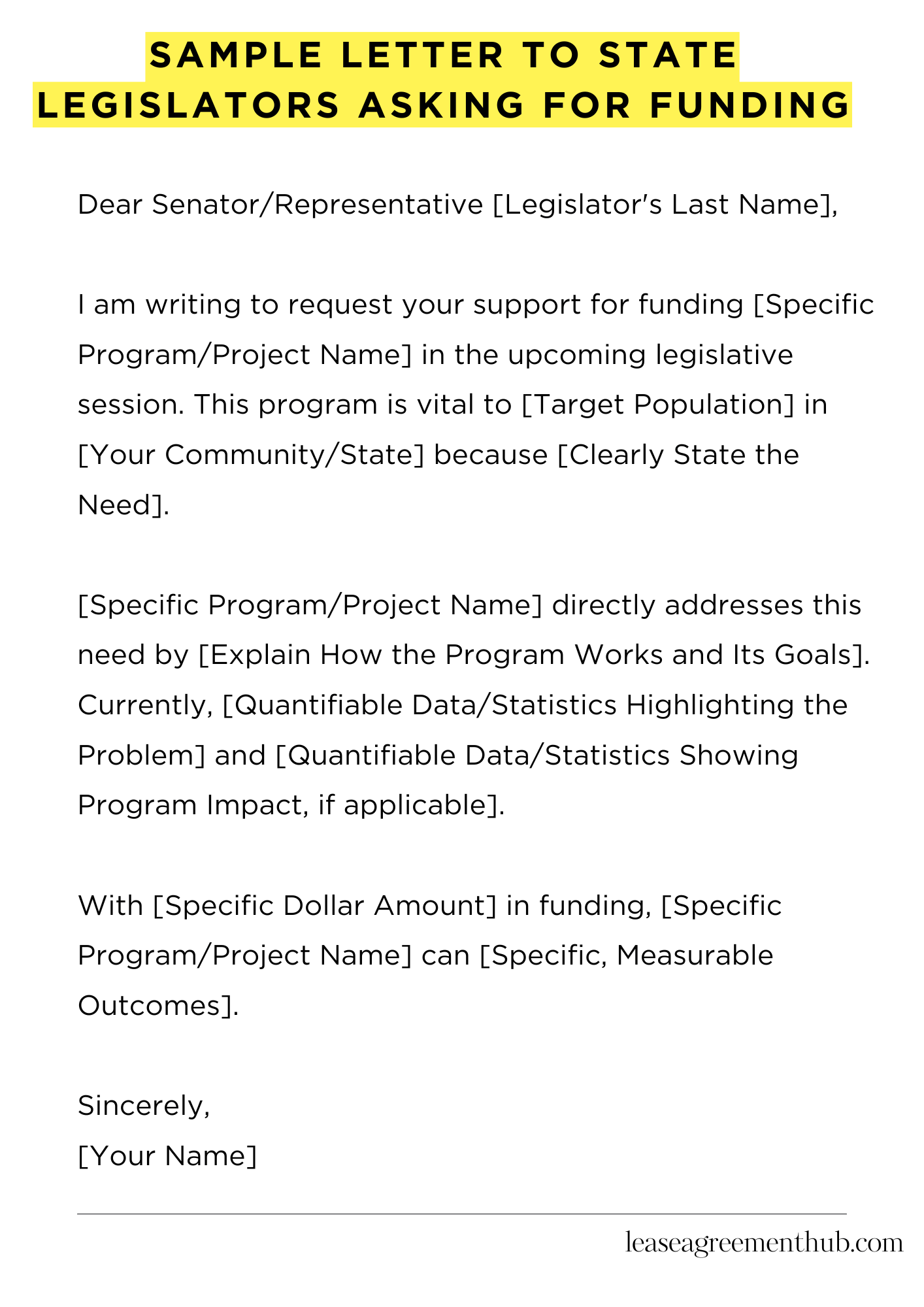 Sample Letter To State Legislators Asking For Funding