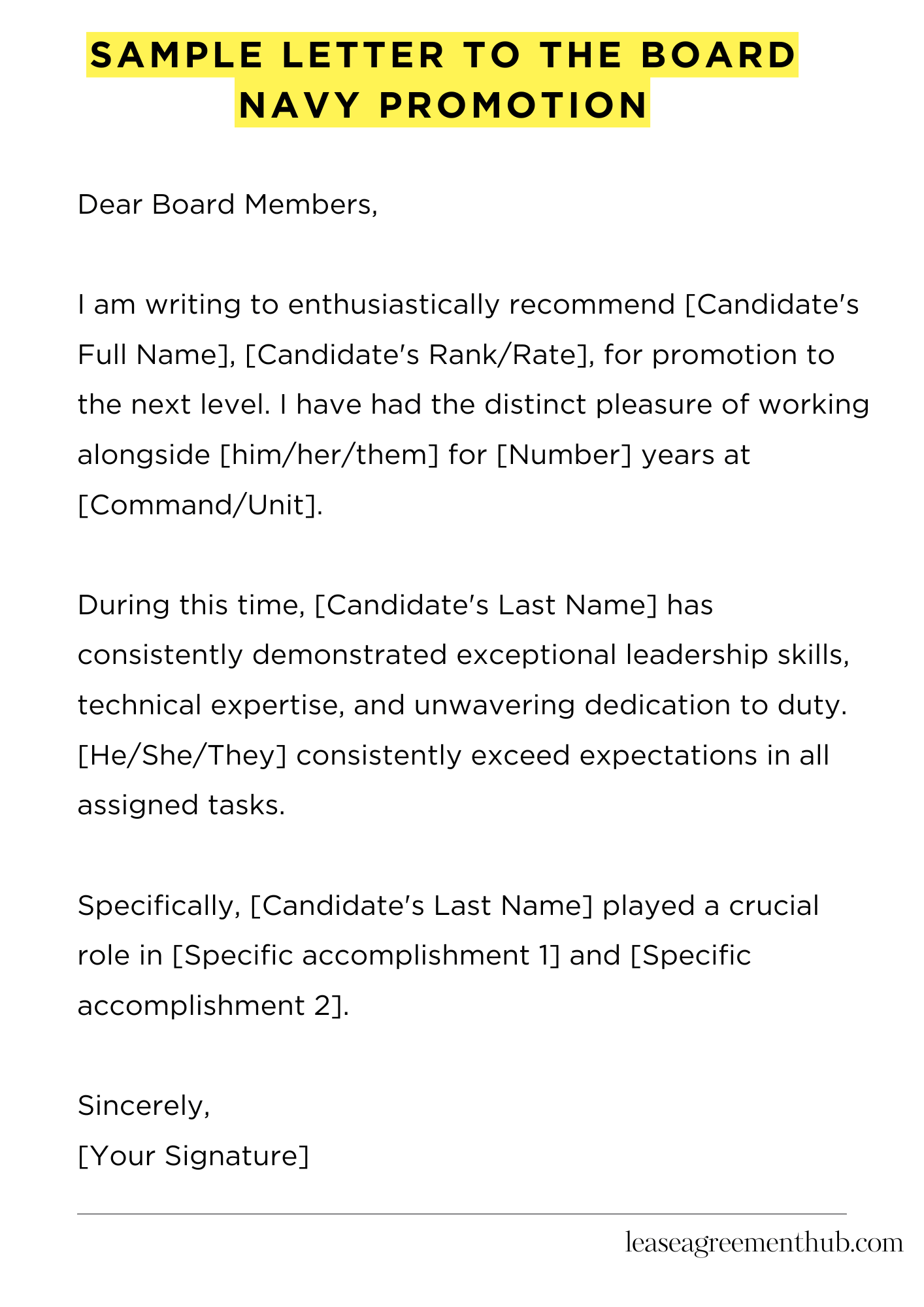 Sample Letter To The Board Navy Promotion