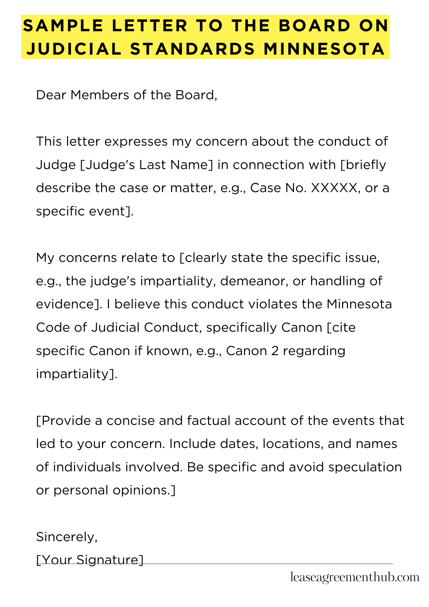 Sample Letter To The Board On Judicial Standards Minnesota