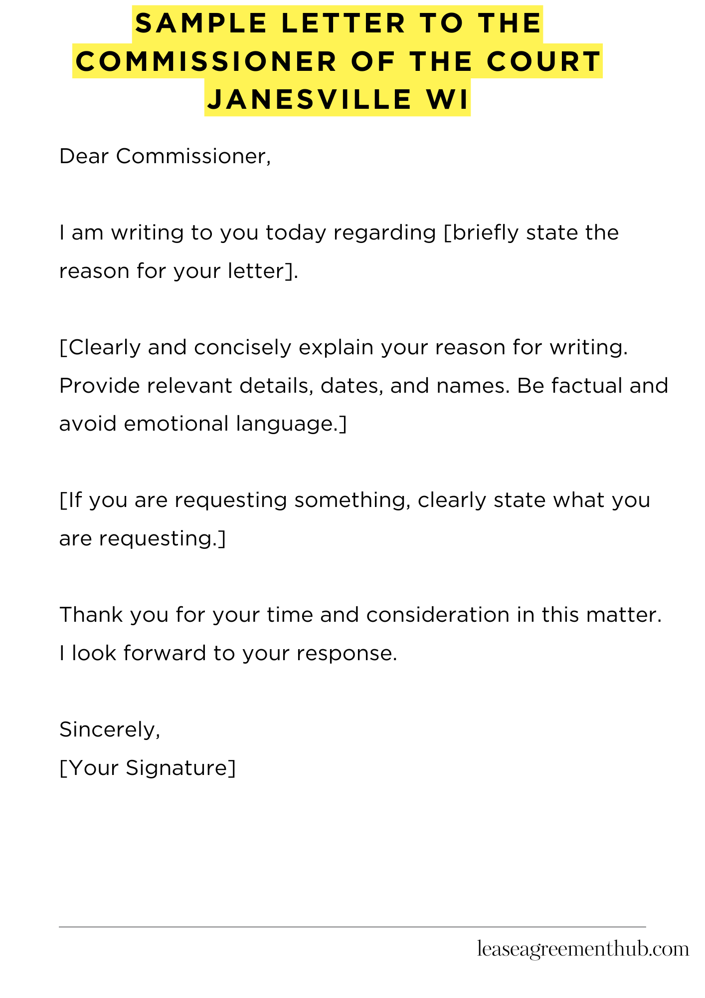 Sample Letter To The Commissioner Of The Court Janesville Wi