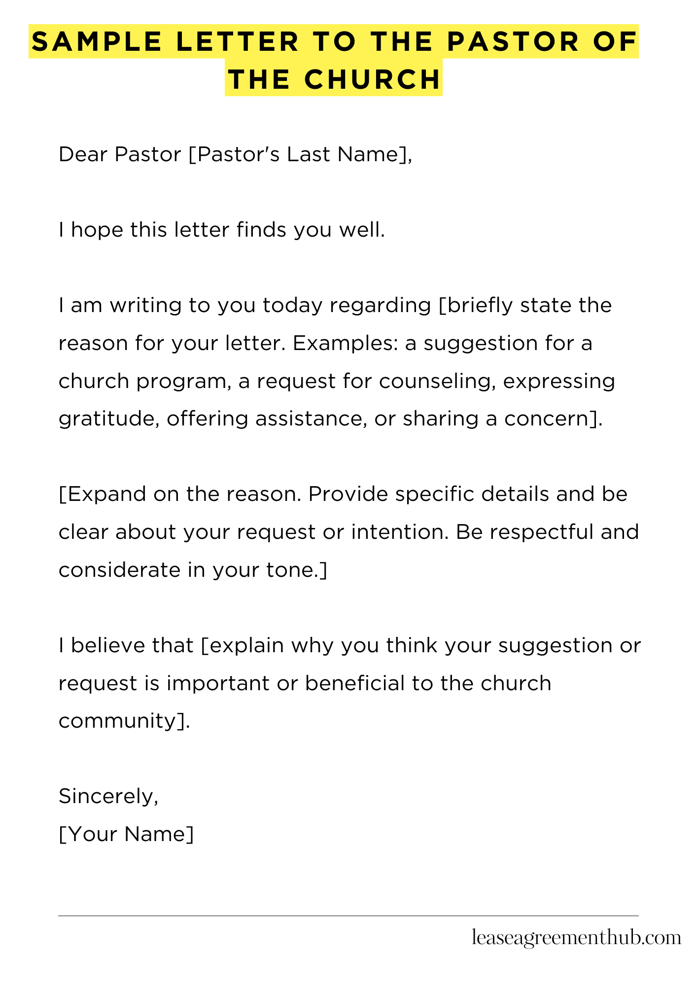 Sample Letter To The Pastor Of The Church