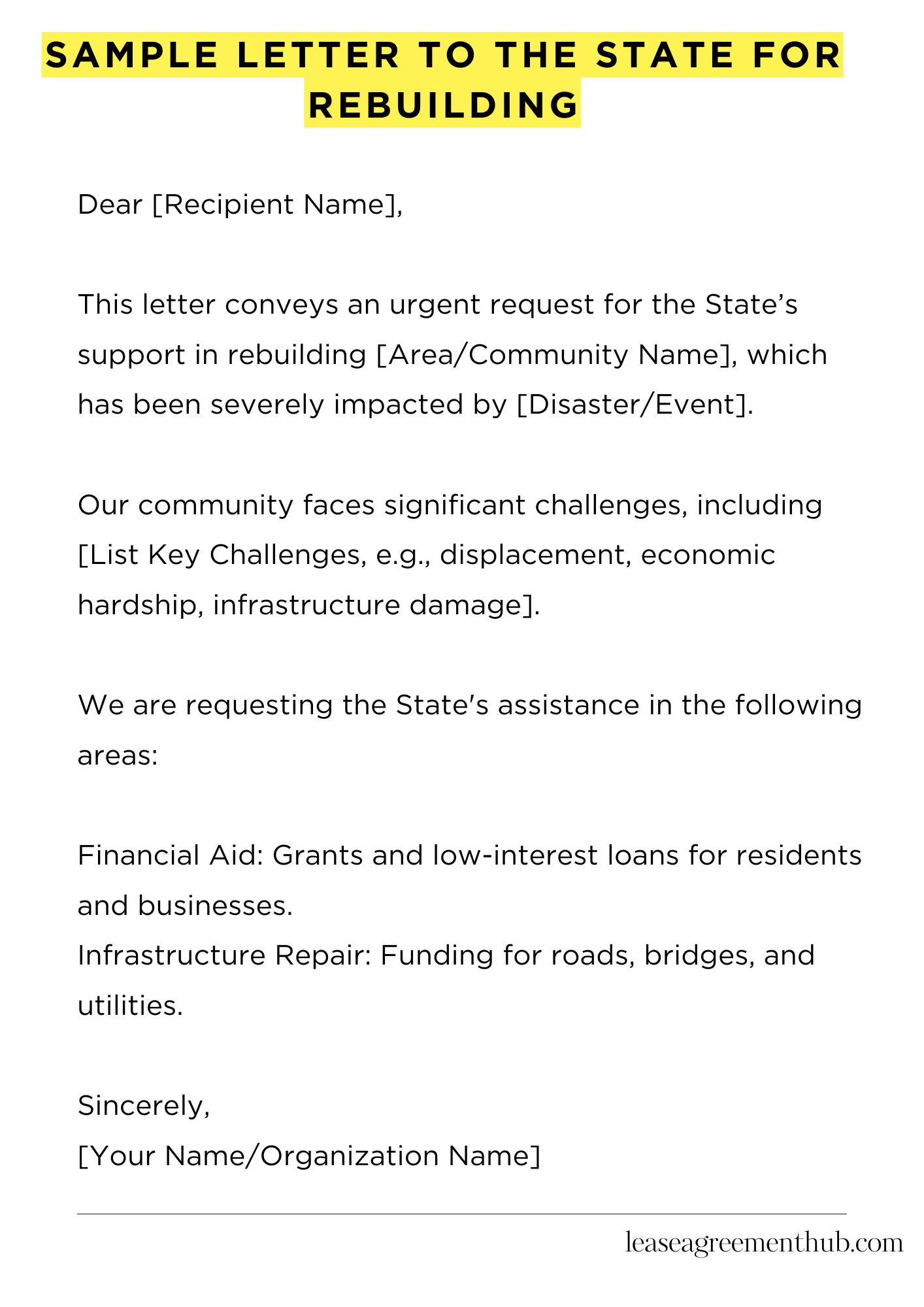 Sample Letter To The State For Rebuilding