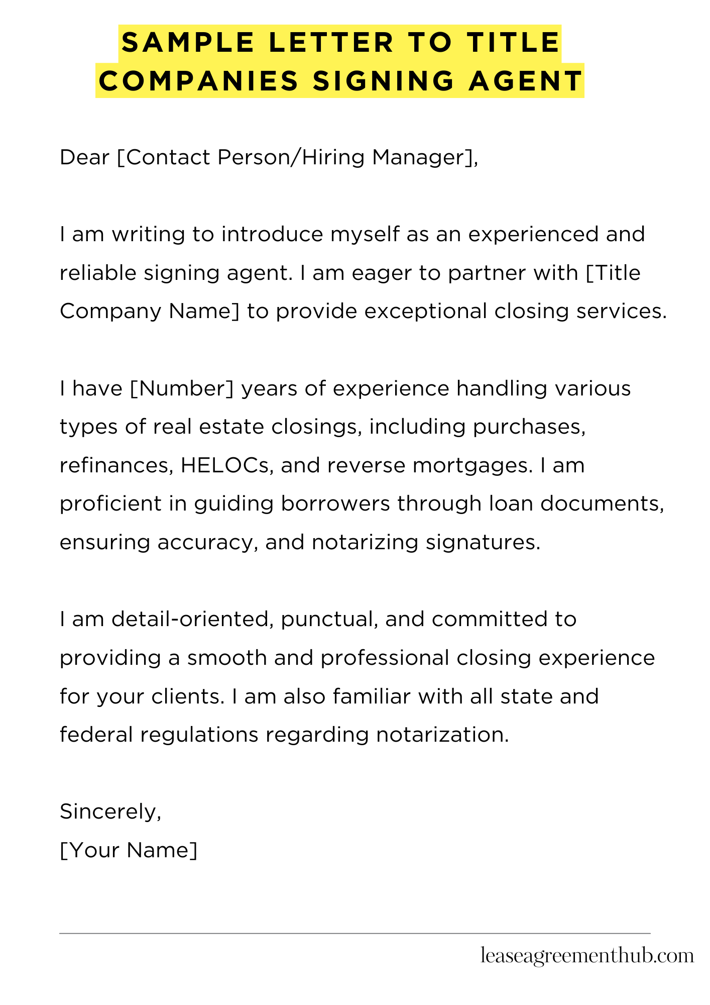 Sample Letter To Title Companies Signing Agent