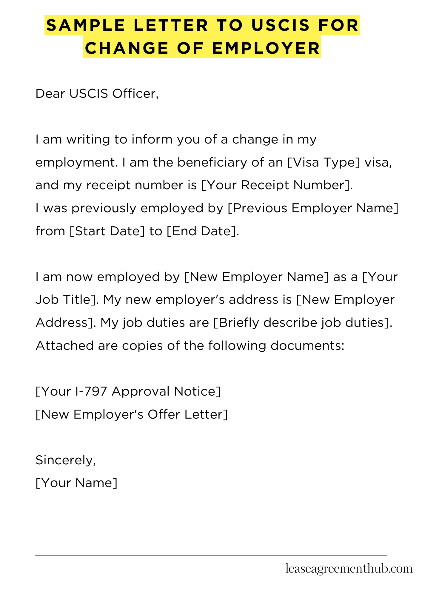 Sample Letter To Uscis For Change Of Employer